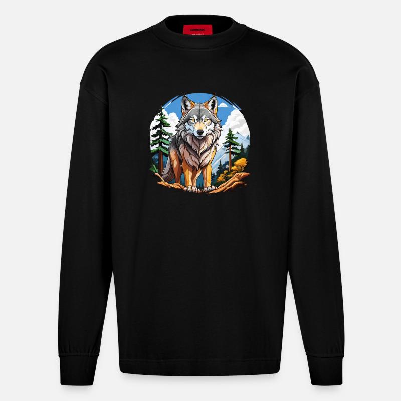 WOLF FOREST - Heavyweight Oversized Organic Longsleeve Shirt Made in EU - SOLID BLACK