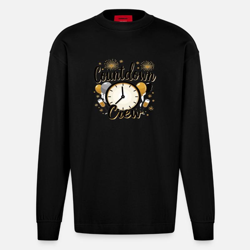 Countdown Crew - Heavyweight Oversized Organic Langarmshirt Made in EU - SOLID BLACK