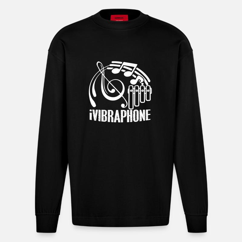 Vibraphone Funny Vibraphone - Heavyweight Oversized Organic Longsleeve Shirt Made in EU - SOLID BLACK