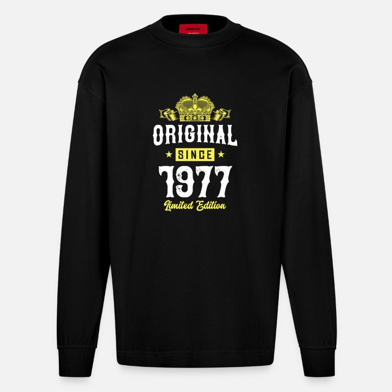 1977 Édition limitée - Manches longues bio épais oversize fabriqué en UE - SOLID BLACK