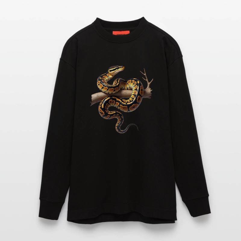 King Python Snakes Lover Terrarium Python Heavyweight Oversized Organic Longsleeve Shirt Made in EU