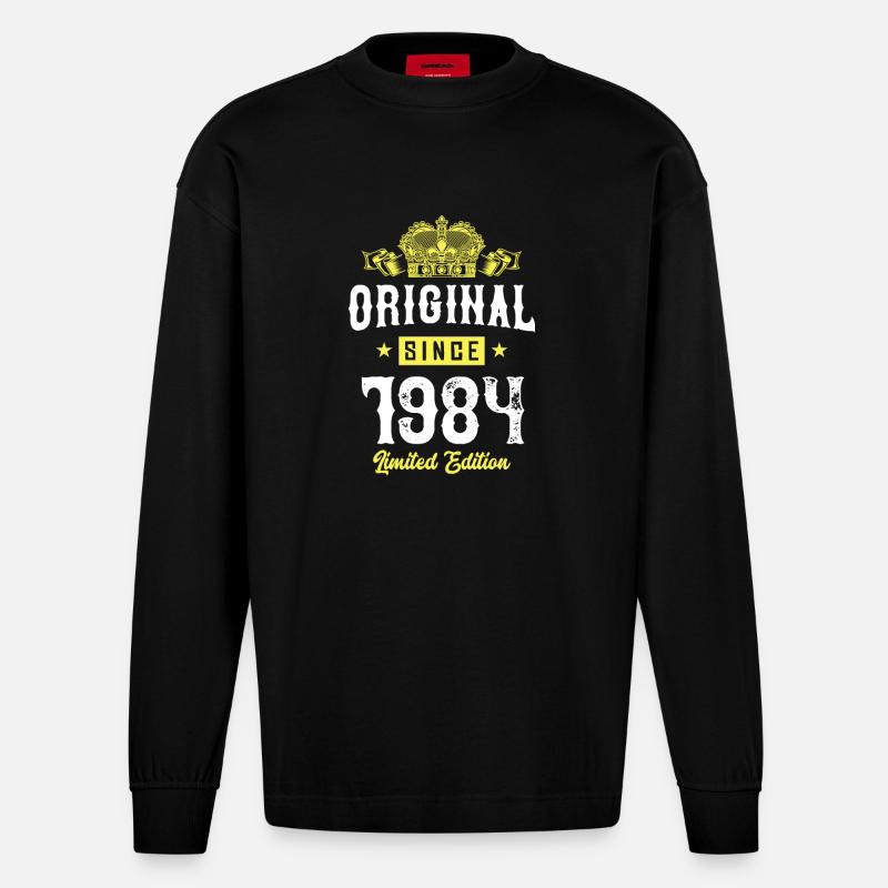 1984 Édition limitée - Manches longues bio épais oversize fabriqué en UE - SOLID BLACK
