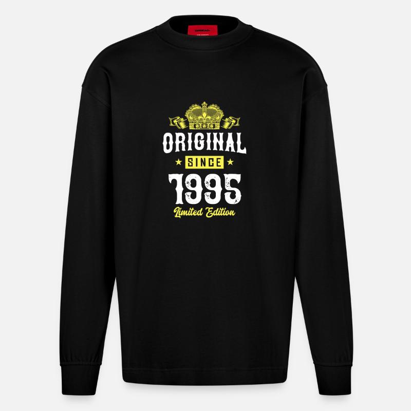 1995 Édition limitée - Manches longues bio épais oversize fabriqué en UE - SOLID BLACK