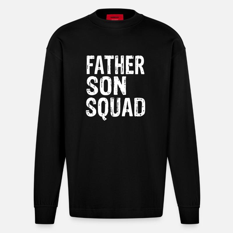 Father Son Squad - Heavyweight Oversized Organic Langarmshirt Made in EU - SOLID BLACK