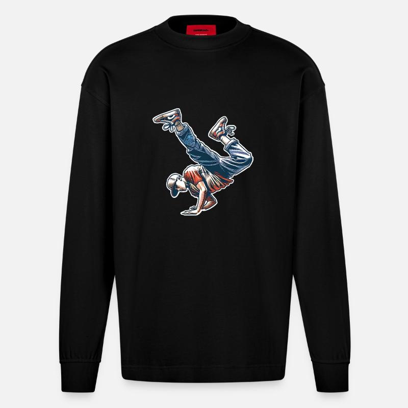 Breakdance - Heavyweight Oversized Organic Langarmshirt Made in EU - SOLID BLACK