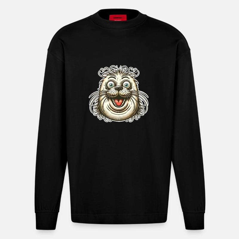 Robbe Seehund - Heavyweight Oversized Organic Langarmshirt Made in EU - SOLID BLACK