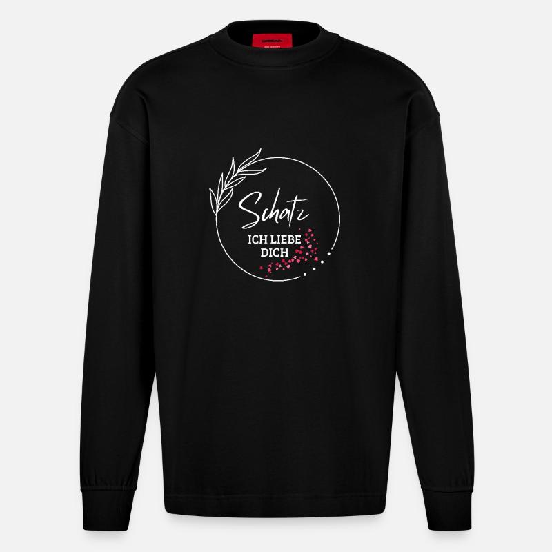 Ich liebe Dich - Heavyweight Oversized Organic Langarmshirt Made in EU - SOLID BLACK