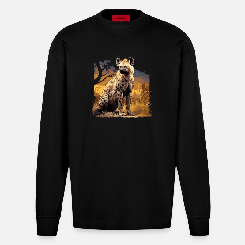 Hyänen Hyäne - Heavyweight Oversized Organic Langarmshirt Made in EU - SOLID BLACK
