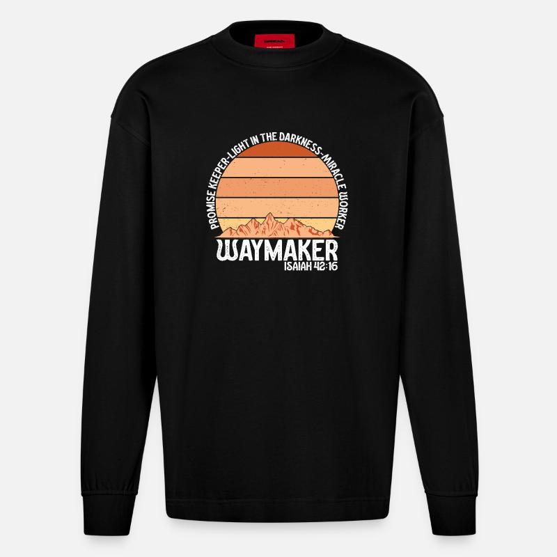 Wegweiser, Versprechenshüter, Wundertäter - Heavyweight Oversized Organic Langarmshirt Made in EU - SOLID BLACK