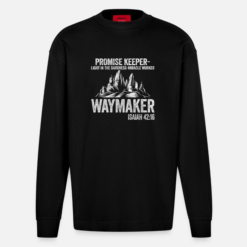 Wegweiser, Versprechenshüter, Wundertäter - Heavyweight Oversized Organic Langarmshirt Made in EU - SOLID BLACK