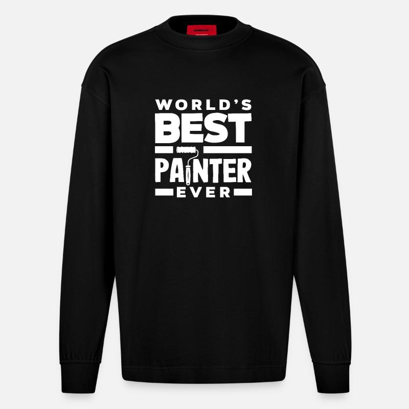 Bester Maler Der Welt - Heavyweight Oversized Organic Langarmshirt Made in EU - SOLID BLACK