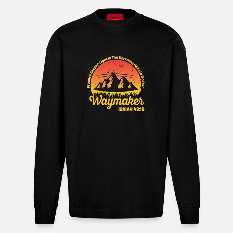 Wegweiser, Versprechenshüter, Wundertäter - Heavyweight Oversized Organic Langarmshirt Made in EU - SOLID BLACK