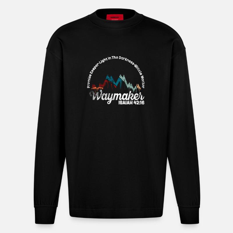 Wegweiser, Versprechenshüter, Wundertäter - Heavyweight Oversized Organic Langarmshirt Made in EU - SOLID BLACK