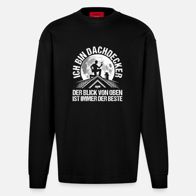 Dachdeckermeister Dachdecker - Heavyweight Oversized Organic Langarmshirt Made in EU - SOLID BLACK