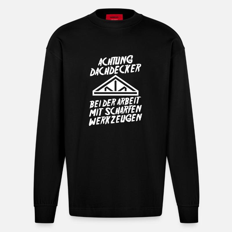 Dachdeckermeister Dachdecker - Heavyweight Oversized Organic Langarmshirt Made in EU - SOLID BLACK