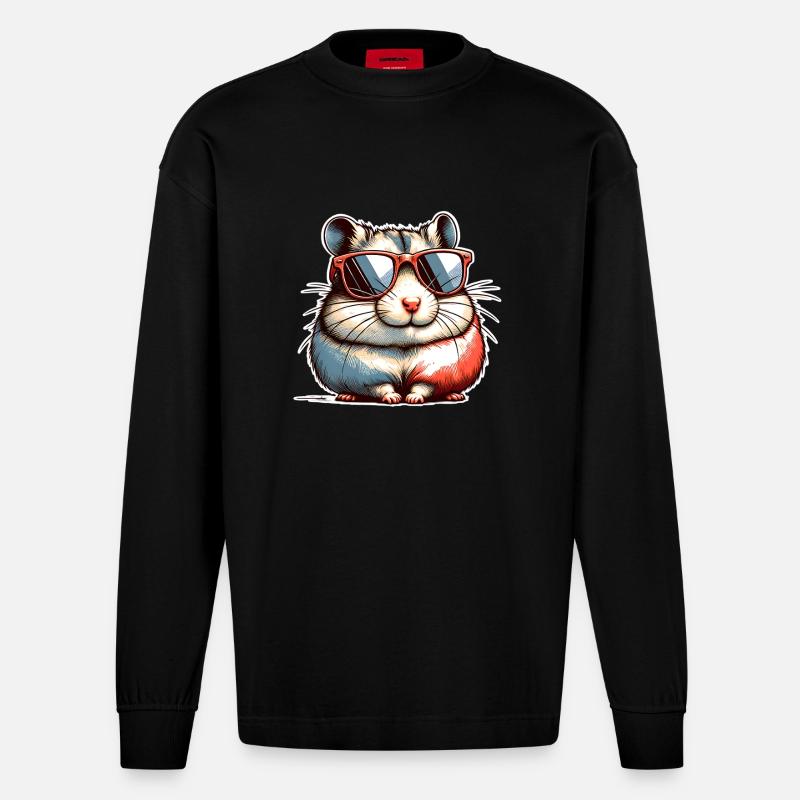 Hamster - Heavyweight Oversized Organic Langarmshirt Made in EU - SOLID BLACK