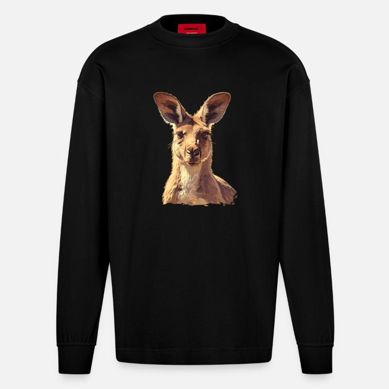 Kängurus Känguru - Heavyweight Oversized Organic Langarmshirt Made in EU - SOLID BLACK