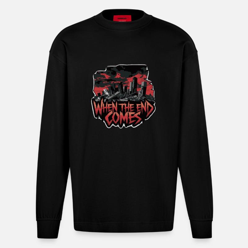 QUAND VIENT LA FIN - Manches longues bio épais oversize fabriqué en UE - SOLID BLACK