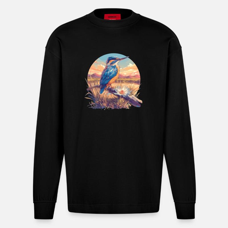 Eisvögel Eisvogel - Heavyweight Oversized Organic Langarmshirt Made in EU - SOLID BLACK