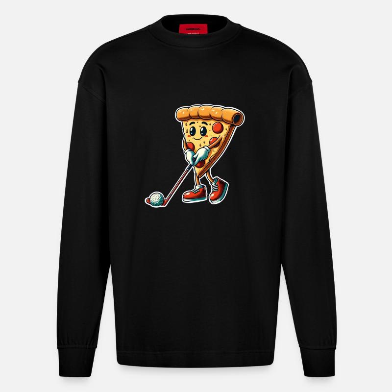 Golf Pizza - Manches longues bio épais oversize fabriqué en UE - SOLID BLACK