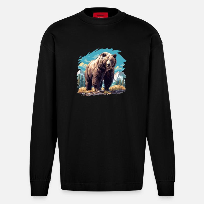 Kodiakbären Kodiakbär - Heavyweight Oversized Organic Langarmshirt Made in EU - SOLID BLACK