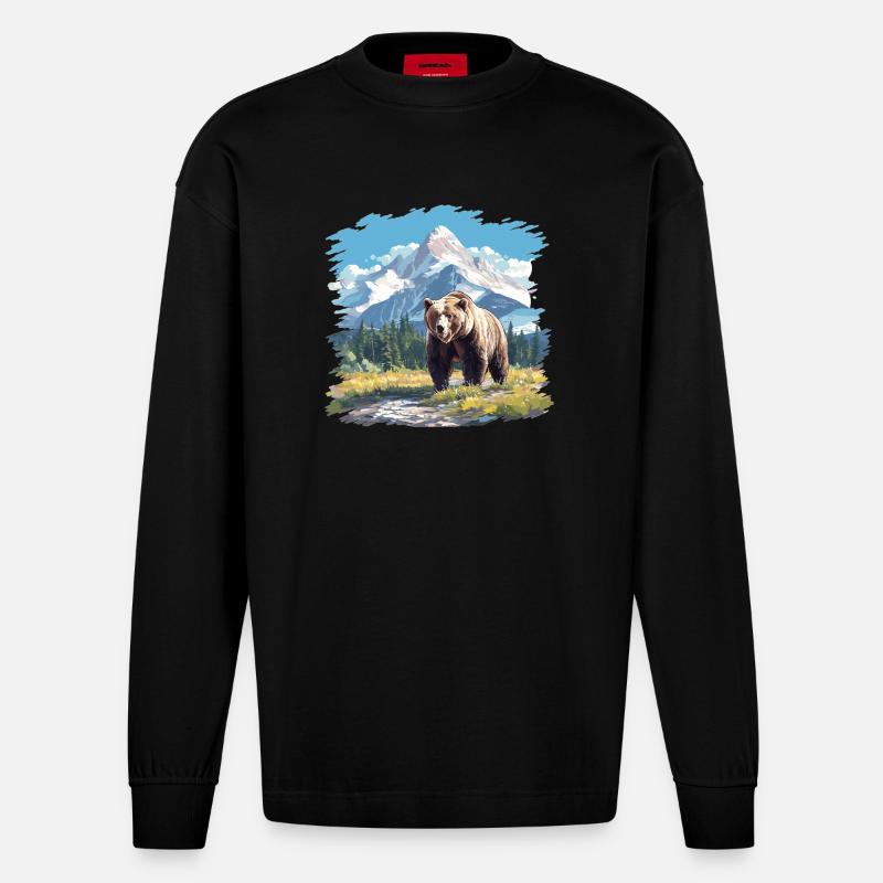Ours Kodiak Ours Kodiak - Manches longues bio épais oversize fabriqué en UE - SOLID BLACK