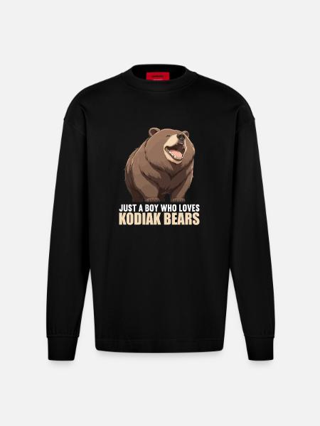 Kodiak Bear Kodiak Bear - Heavyweight Oversized Organic Longsleeve Shirt Made in EU - SOLID BLACK