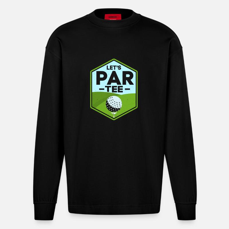 Let’s Par Tee Golf Golfeur - Manches longues bio épais oversize fabriqué en UE - SOLID BLACK