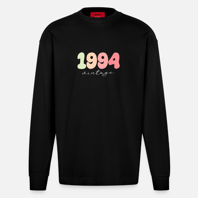 Année de naissance 1994 - Manches longues bio épais oversize fabriqué en UE - SOLID BLACK
