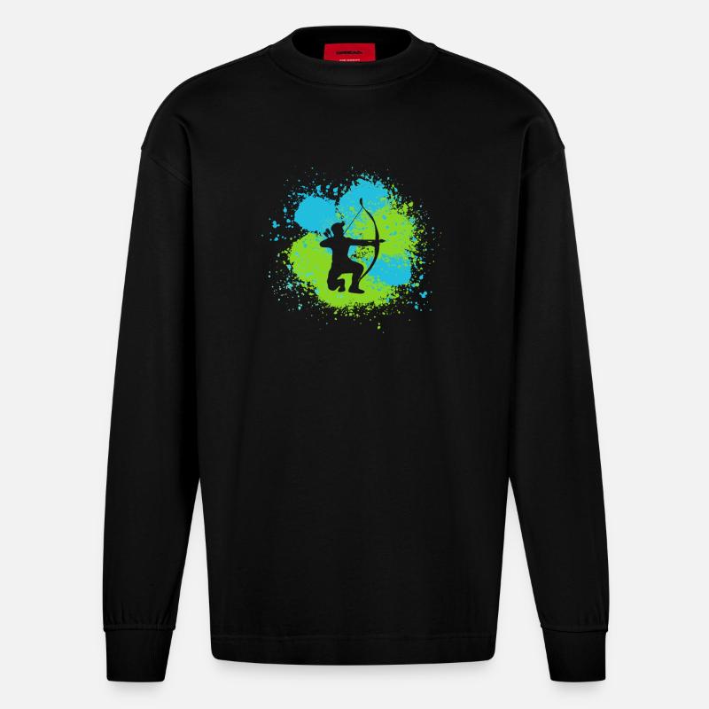 Bogenschütze Bogenschießen - Heavyweight Oversized Organic Langarmshirt Made in EU - SOLID BLACK