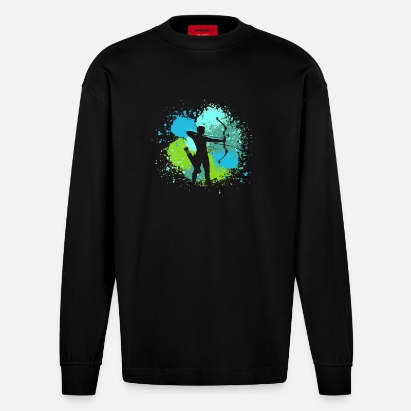 Bogenschütze Bogenschießen - Heavyweight Oversized Organic Langarmshirt Made in EU - SOLID BLACK