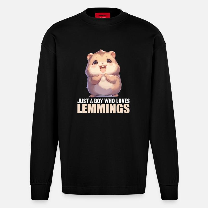 Lemminge Lemming - Heavyweight Oversized Organic Langarmshirt Made in EU - SOLID BLACK
