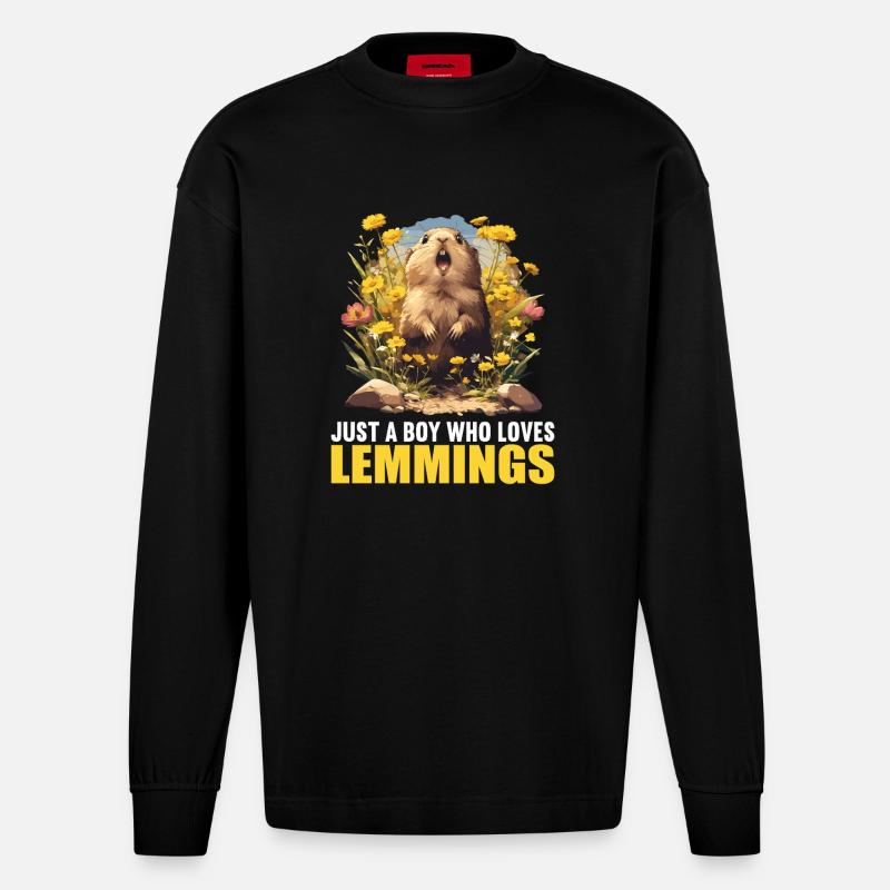 Lemminge Lemming - Heavyweight Oversized Organic Langarmshirt Made in EU - SOLID BLACK