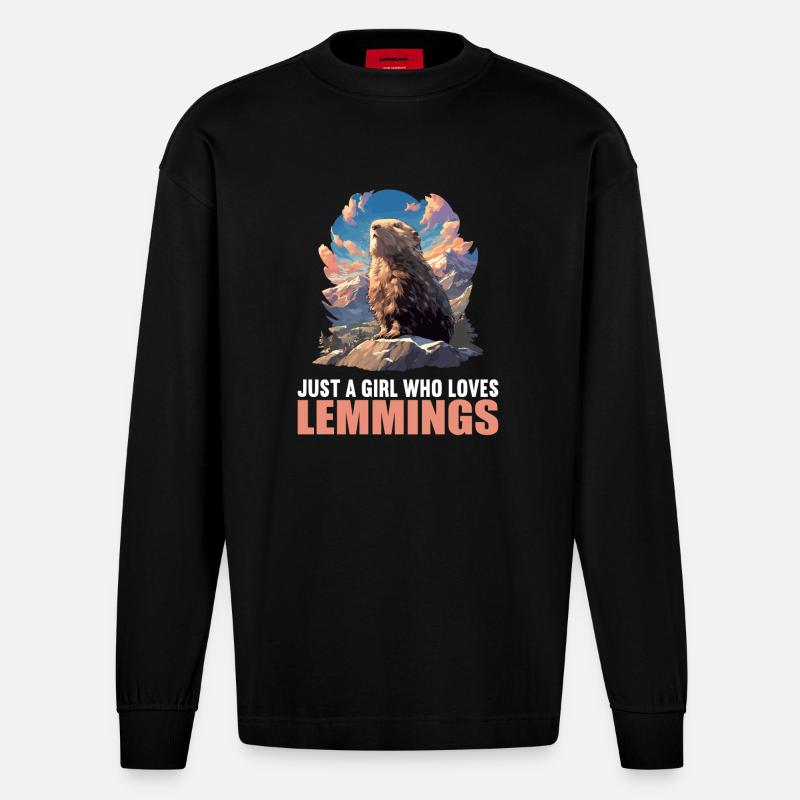 Lemminge Lemming - Heavyweight Oversized Organic Langarmshirt Made in EU - SOLID BLACK