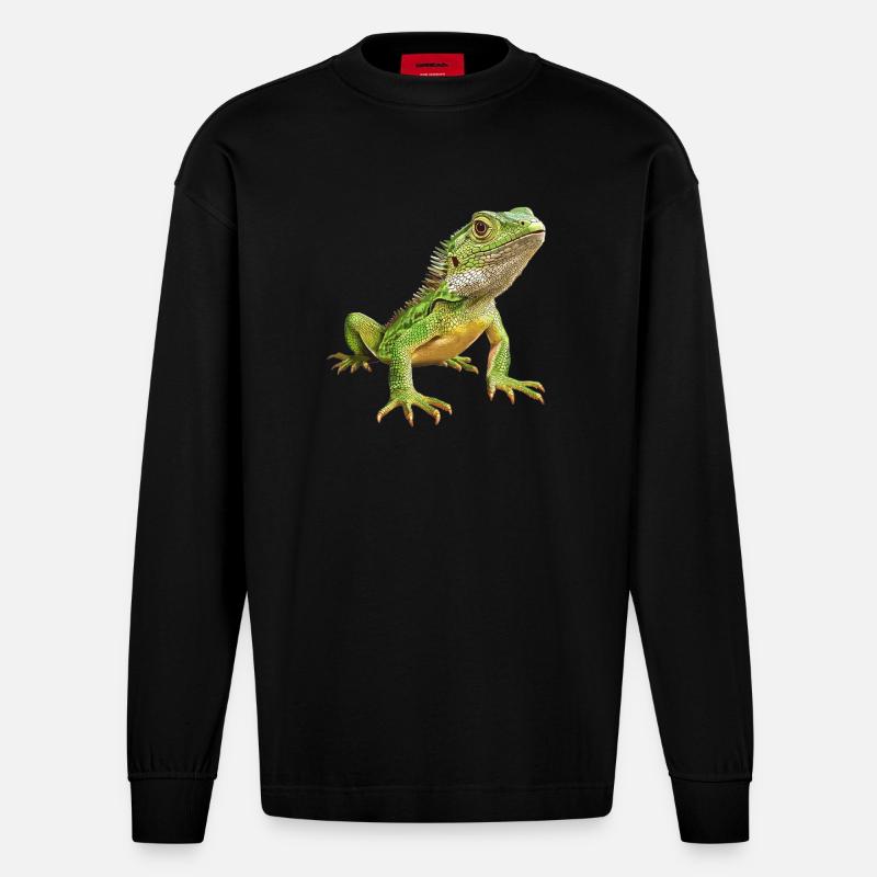 Lizards Lizard - Heavyweight Oversized Organic Longsleeve Shirt Made in EU - SOLID BLACK