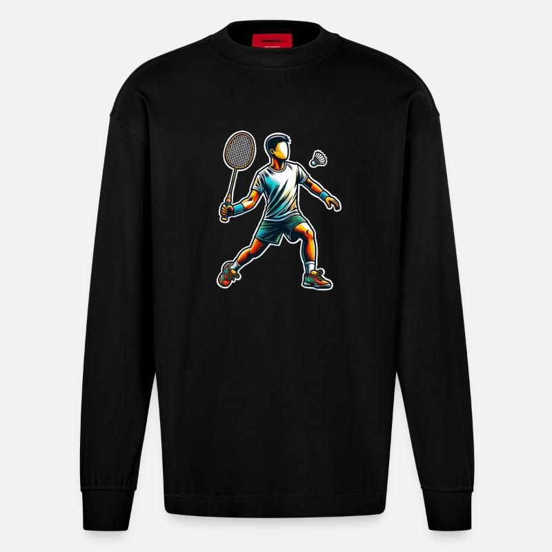 Badminton - Heavyweight Oversized Organic Langarmshirt Made in EU - SOLID BLACK