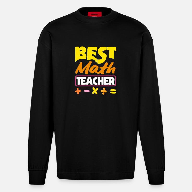 Mathe Lehrer Mathematik Geschenk - Heavyweight Oversized Organic Langarmshirt Made in EU - SOLID BLACK
