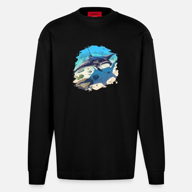 Mantas Manta Rochen - Heavyweight Oversized Organic Langarmshirt Made in EU - SOLID BLACK