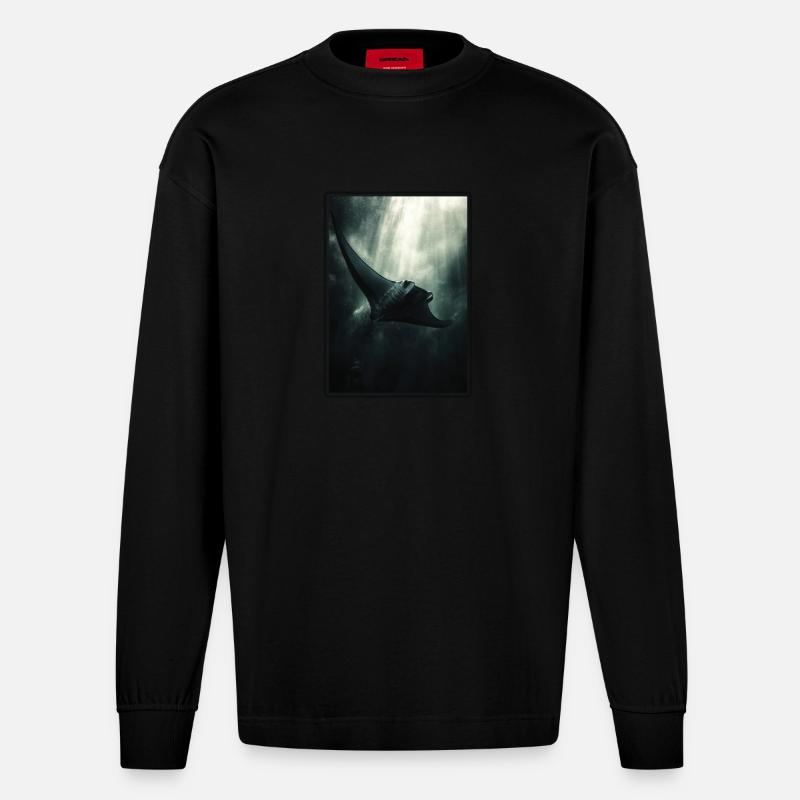 Mantas Manta Rochen - Heavyweight Oversized Organic Langarmshirt Made in EU - SOLID BLACK