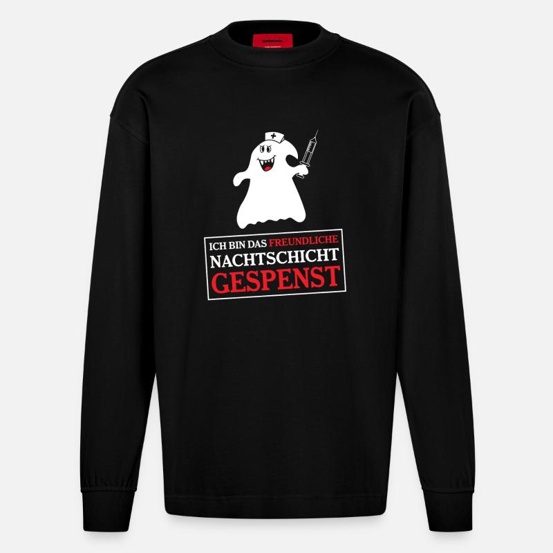 Krankenschwester Krankenpfleger - Heavyweight Oversized Organic Langarmshirt Made in EU - SOLID BLACK