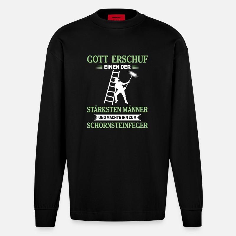 Schornsteinfeger Herren - Heavyweight Oversized Organic Langarmshirt Made in EU - SOLID BLACK