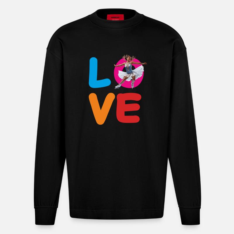 EISKUNSTLAUF LOVE - Heavyweight Oversized Organic Langarmshirt Made in EU - SOLID BLACK