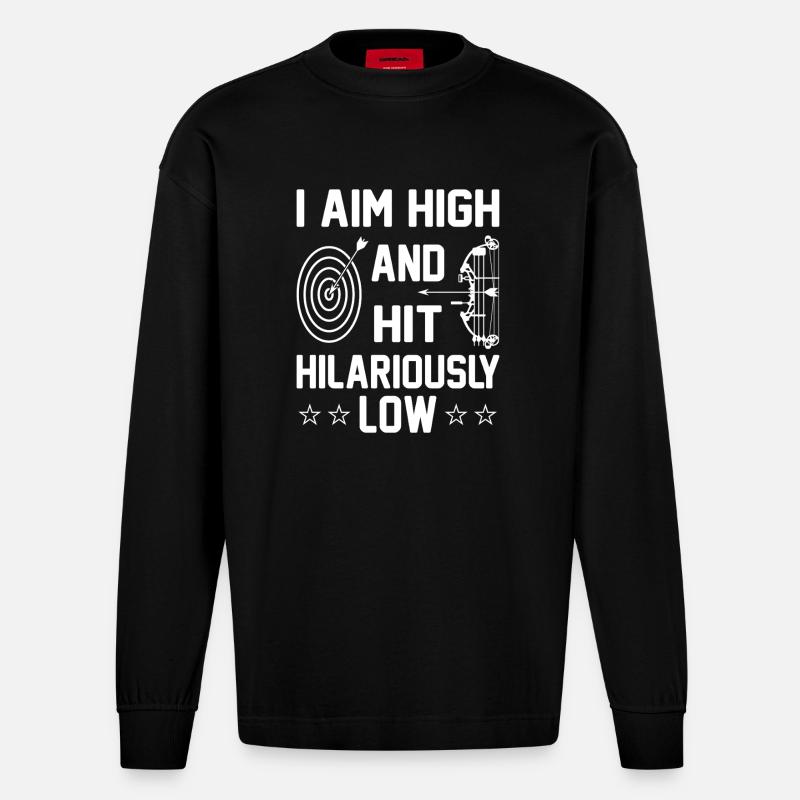 Bogenschießen Bogenschütze - Heavyweight Oversized Organic Langarmshirt Made in EU - SOLID BLACK