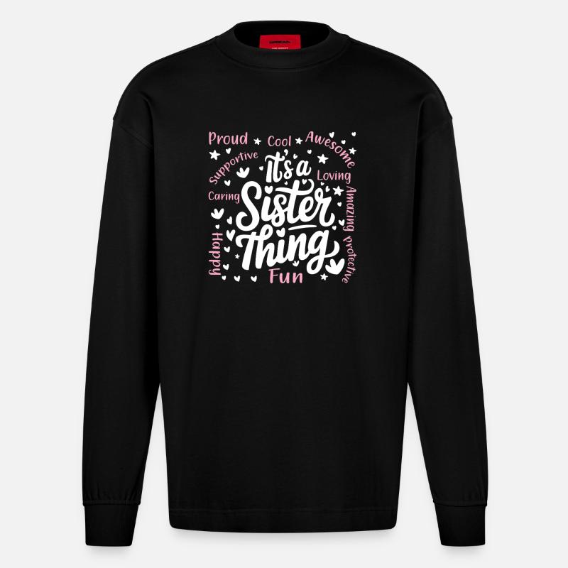 C’est une chose de sœur - Manches longues bio épais oversize fabriqué en UE - SOLID BLACK
