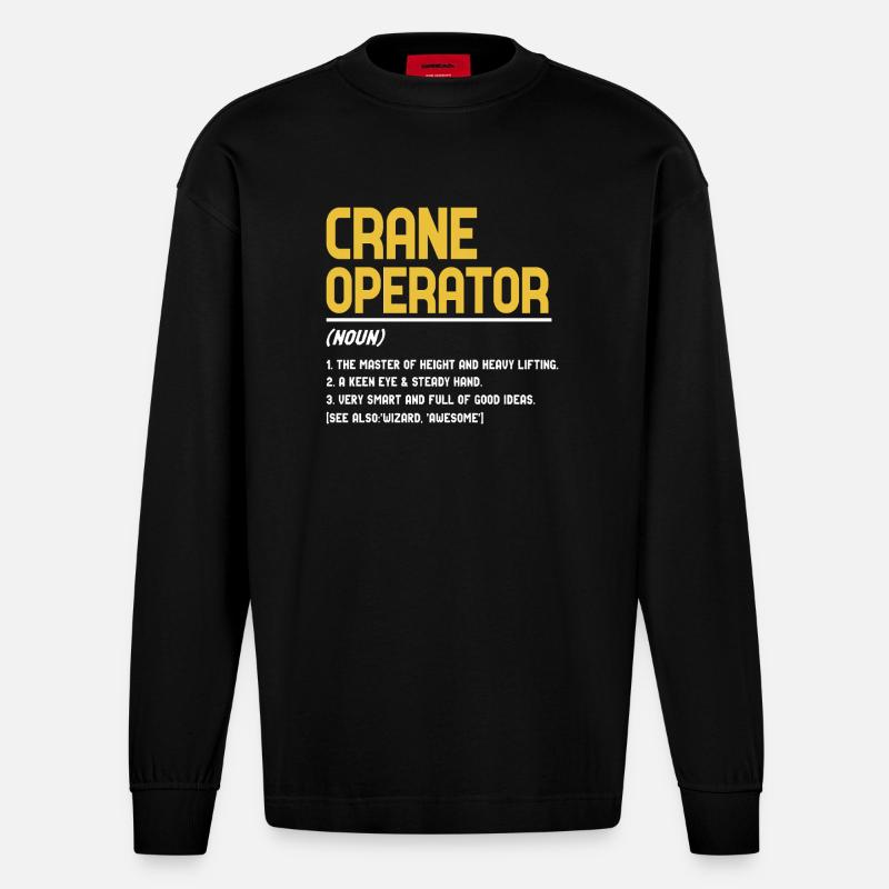 Crane operator definition - Heavyweight Oversized Organic Longsleeve Shirt Made in EU - SOLID BLACK
