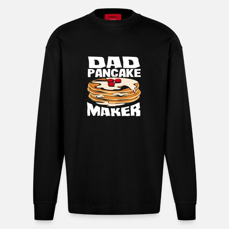 Pancakes Dad Pancake Maker - Heavyweight Oversized Organic Langarmshirt Made in EU - SOLID BLACK