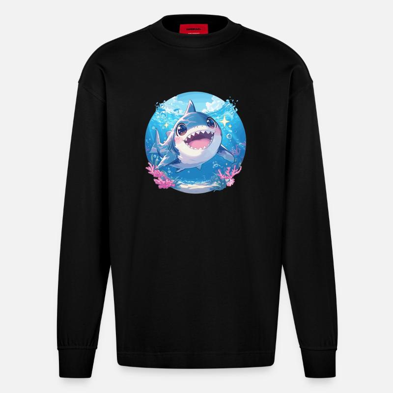 Requins Requin - Manches longues bio épais oversize fabriqué en UE - SOLID BLACK