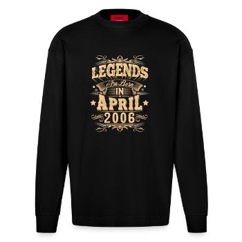 April 2006 Birthday Legend - Heavyweight Oversized Organic Longsleeve Shirt Made in EU - SOLID BLACK - Front