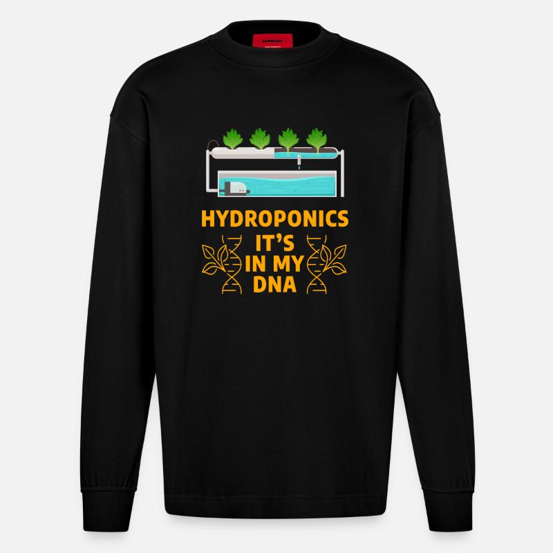 L’hydroponie c’est dans mon ADN - Manches longues bio épais oversize fabriqué en UE - SOLID BLACK