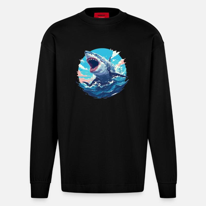 Requins Requin - Manches longues bio épais oversize fabriqué en UE - SOLID BLACK
